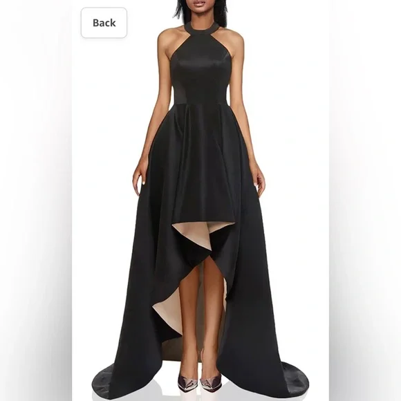 Avery G Lace Halter High/Low Dress - Black